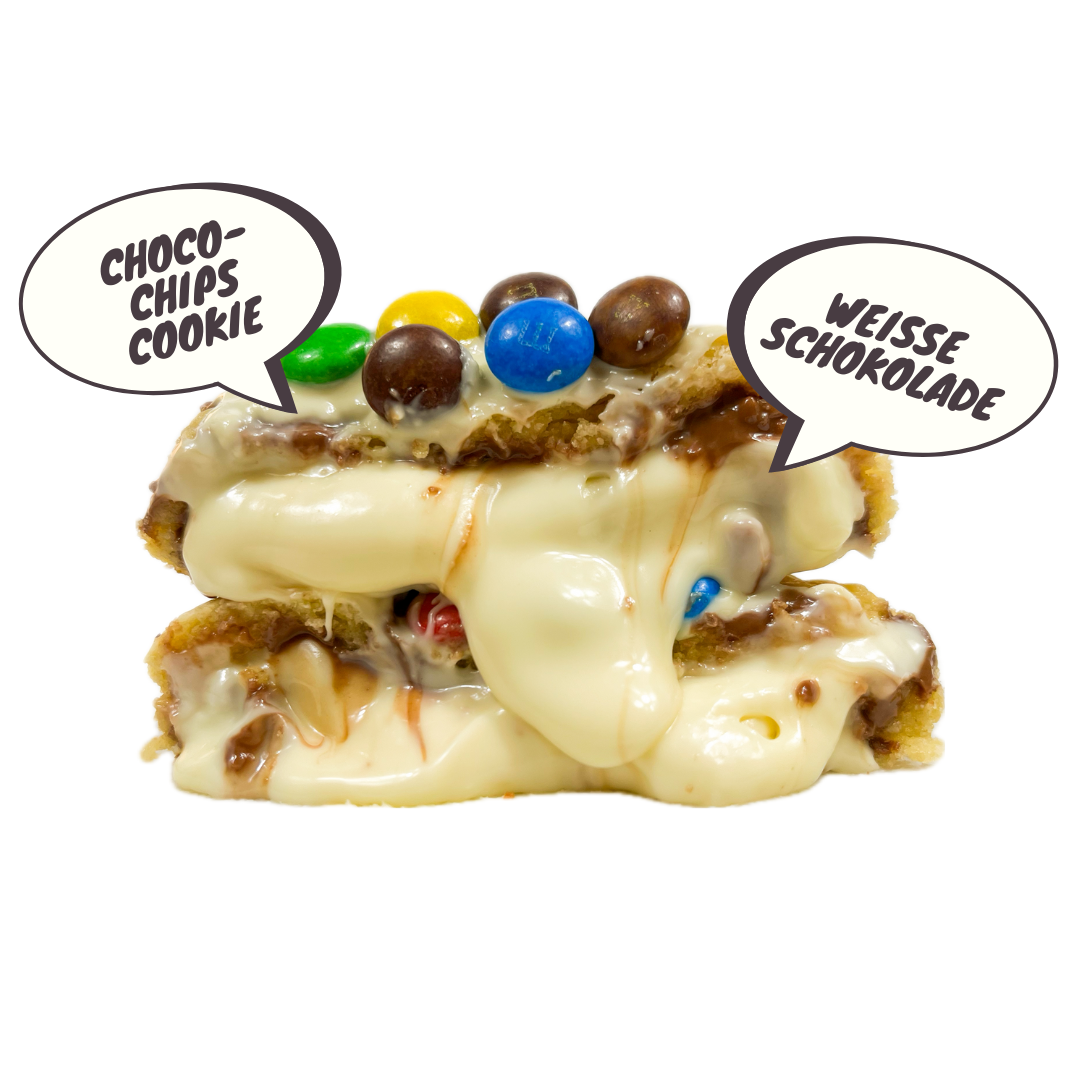 White Heart - 200g Choco Chip Cookie gefüllt mit weißer Schokolade