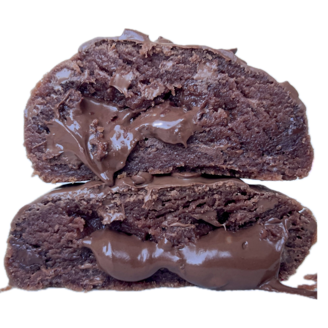 200g Double Chocolate Cookie.
Gefüllt mit Nutella.