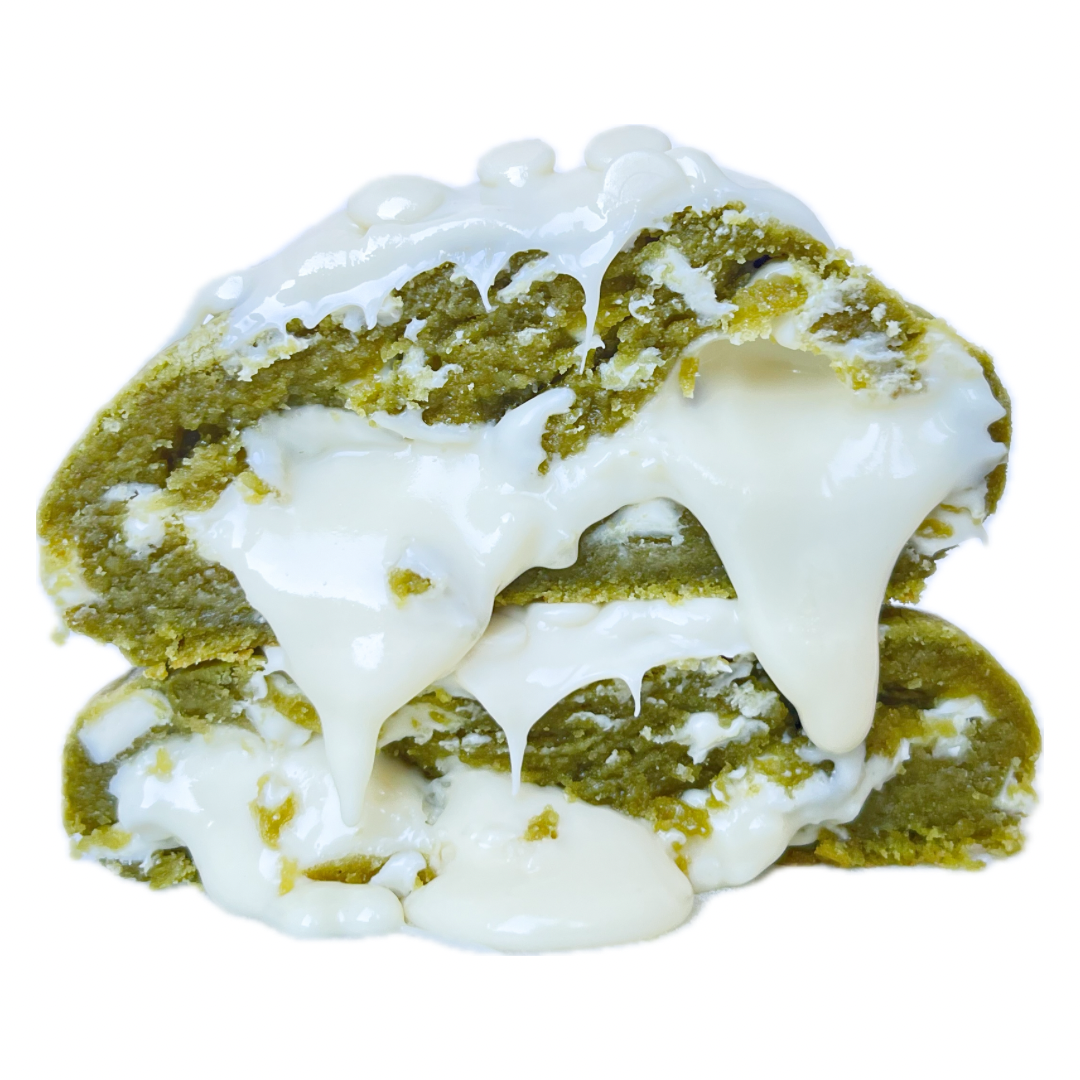 200g Weisse Choco-Chips Matcha Cookie.
Gefüllt mit weißer Schokolade.