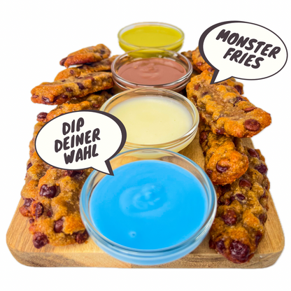 Monster Fries mit verschiedenen Dips Beschreibung
